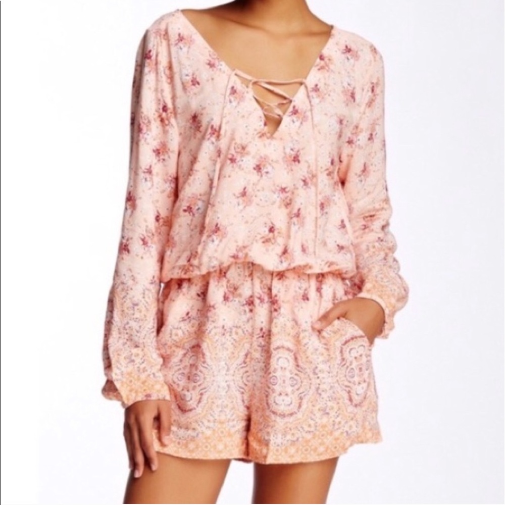 Sanctuary Peach/Pink Boho Chic Floral Romper